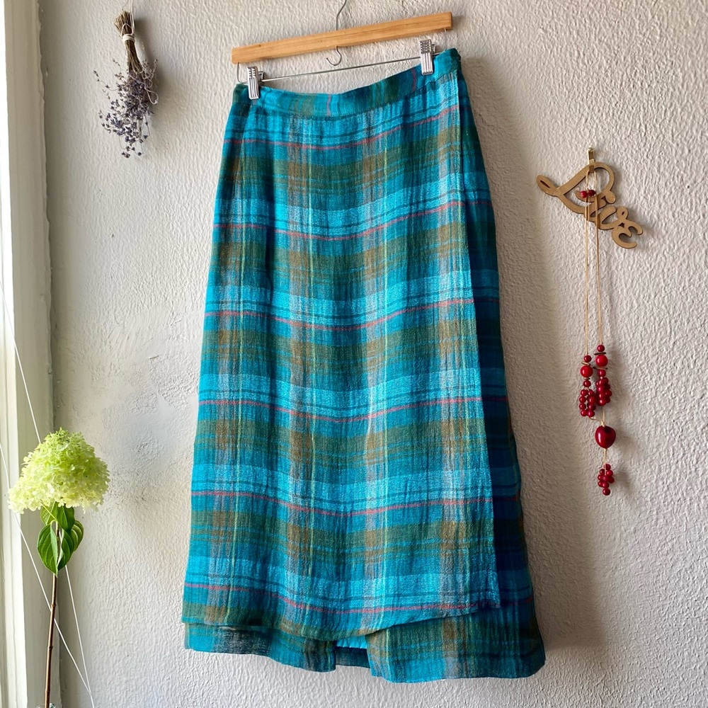 Italian Vera da Pozzo Plaid Italian Linen skirt